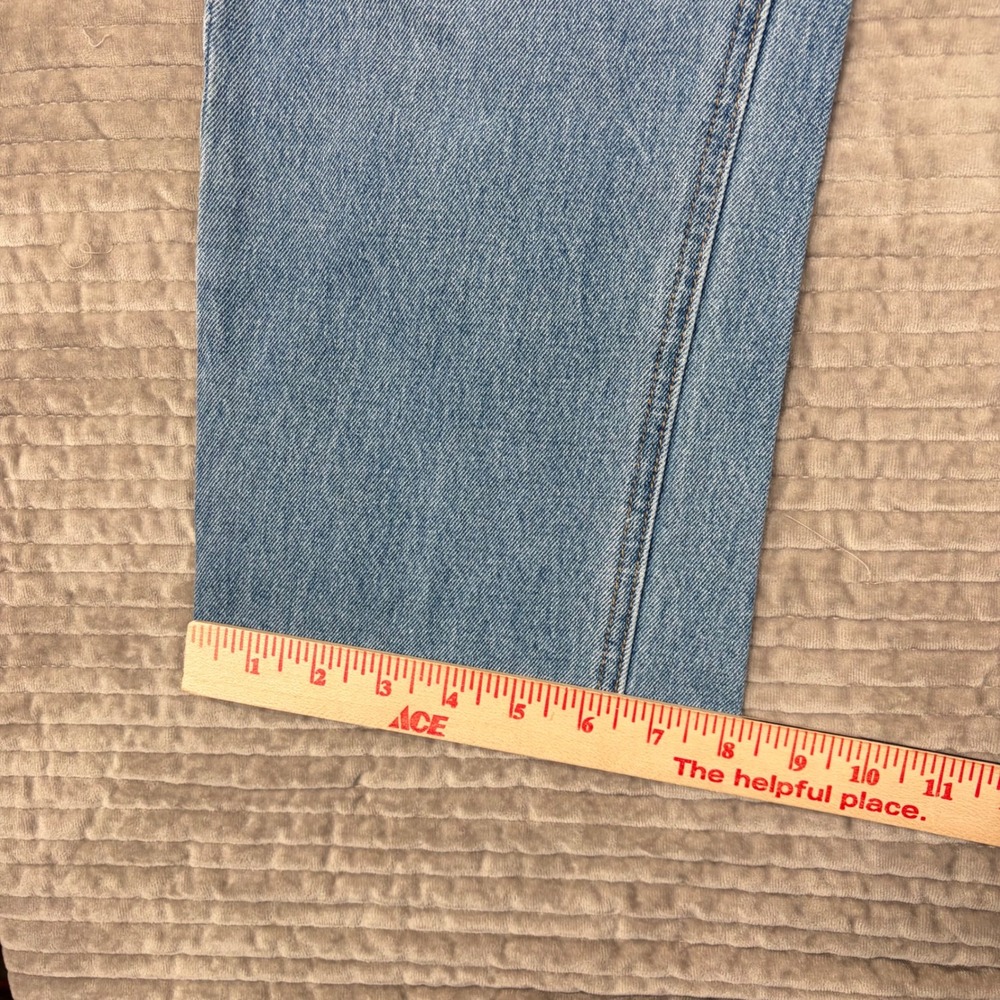 Vervet Blue High Rise Straight Leg Jeans Light Wash Raw Hem Seam Back T5912 29 - Picture 2 of 9